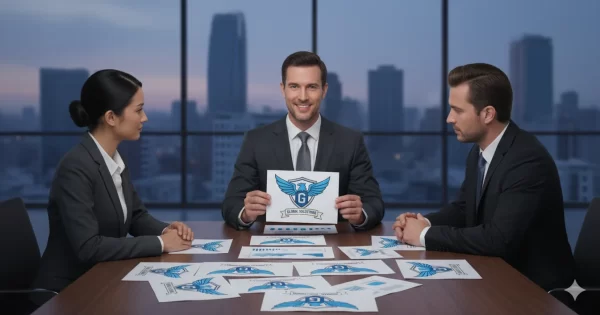 Empresário construindo o logotipo e identidade visual de sua marca